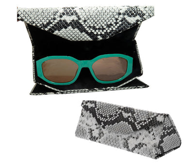 Large Triangle Folding Animal Print Magnetic Sunglass Case